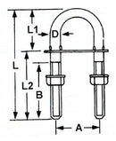 U Bolt Standard Stainless 316-RWB-Cassell Marine