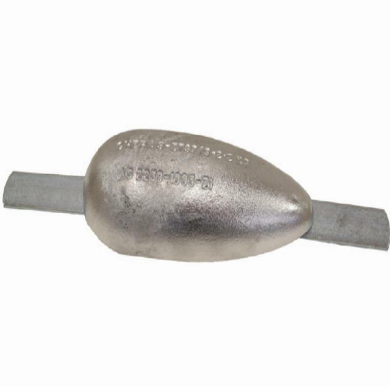 Zinc Streamlined Teardrop Anodes - With Galv Strap